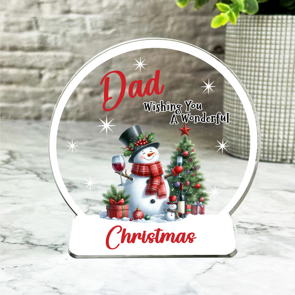 Gift For Dad Christmas Snowman Wine Snowglobe Keepsake Plaque Decoration Present