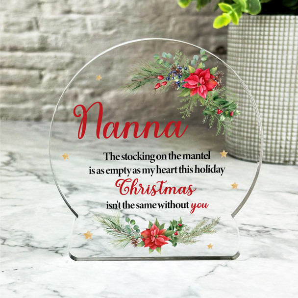 Nanna Floral Remembrance Christmas Memorial Gift Snowglobe Keepsake Plaque Decor
