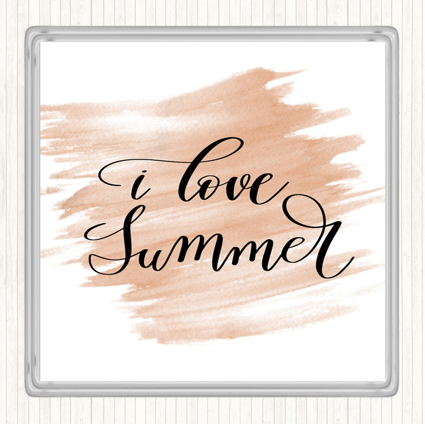 Watercolour I Love Summer Quote Coaster