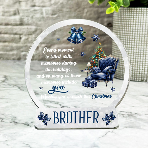 Brother Navy Chair Tree Christmas Memorial Gift Snowglobe Keepsake Plaque