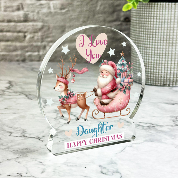 Gift For Daughter Christmas Santa Sleigh I Love You Snowglobe Keepsake Plaque