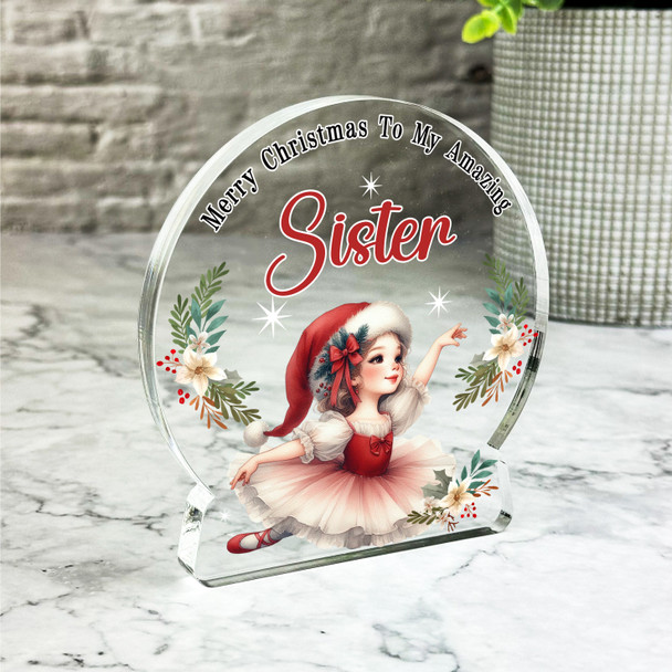 Gift For Sister Christmas Ballerina Girl Snowglobe Keepsake Plaque Decoration
