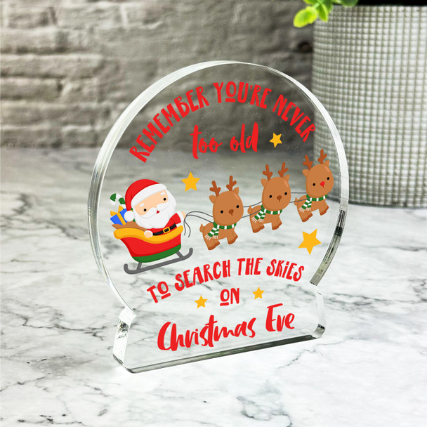 Search The Sky On Christmas Eve Santa Sleigh Gift Snowglobe Keepsake Plaque