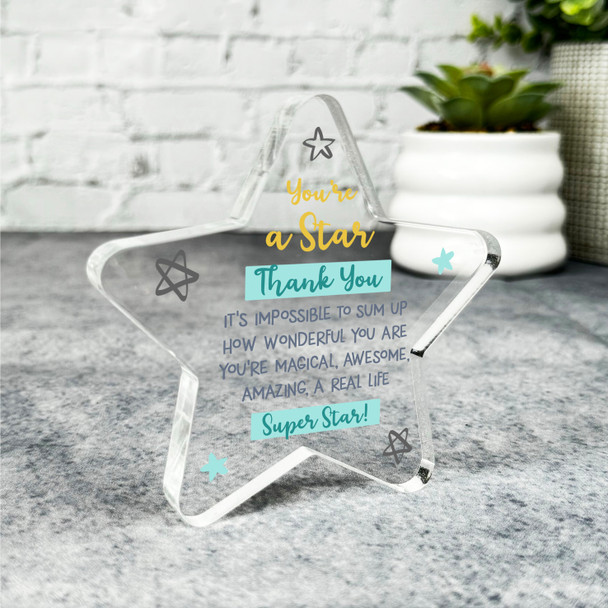 You're A Star Positive Thank You Gift Star Award Keepsake Plaque Ornament