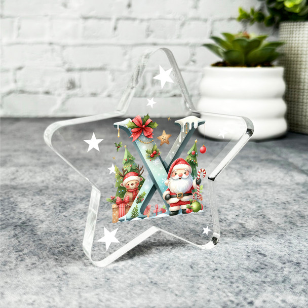 Gift For Christmas Alphabet Letter X Star Award Keepsake Plaque Decoration