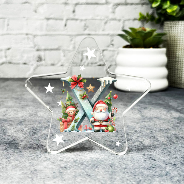 Gift For Christmas Alphabet Letter X Star Award Keepsake Plaque Decoration