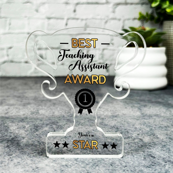 Gift For Best Teaching Assistant No 1 Rosette Trophy Keepsake Plaque Ornament