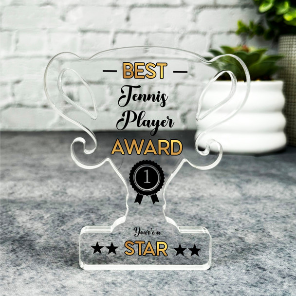 Gift For Best Tennis Player No 1 Rosette Trophy Keepsake Plaque Ornament Present