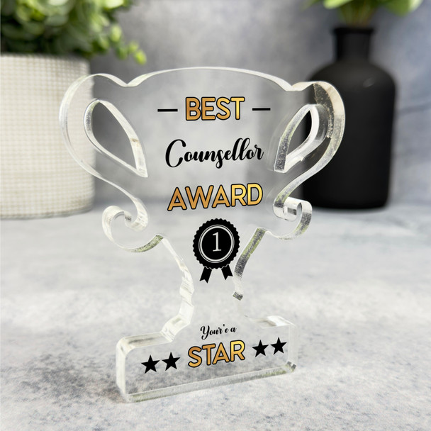 Gift For Best Counsellor No 1 Rosette Trophy Keepsake Plaque Ornament Present