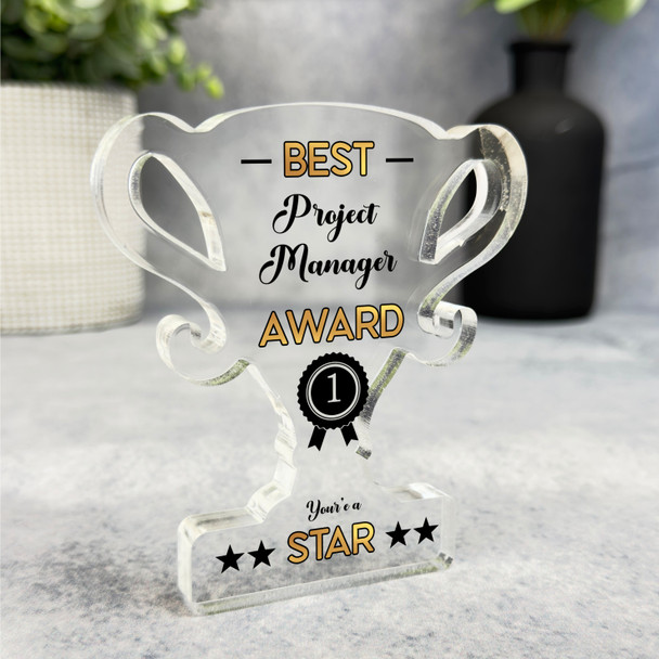 Gift For Best Project Manager No 1 Rosette Trophy Keepsake Plaque Ornament