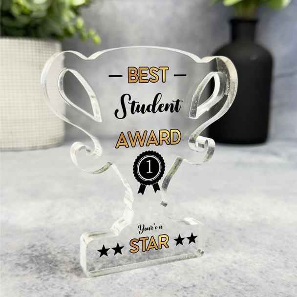 Gift For Best Student No 1 Rosette Trophy Keepsake Plaque Ornament Present