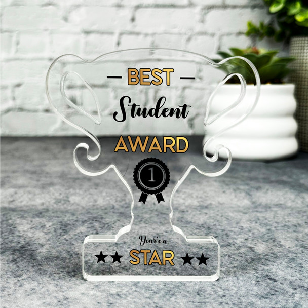Gift For Best Student No 1 Rosette Trophy Keepsake Plaque Ornament Present