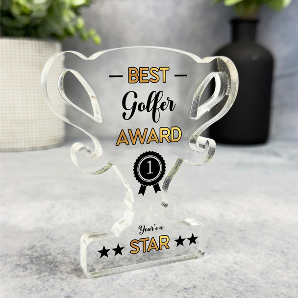 Gift For Best Golfer No 1 Rosette Trophy Keepsake Plaque Ornament Present