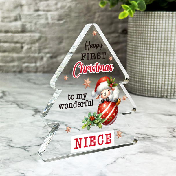 Gift For Niece First Christmas Baby Sheep Bauble Xmas Tree Keepsake Plaque Decor