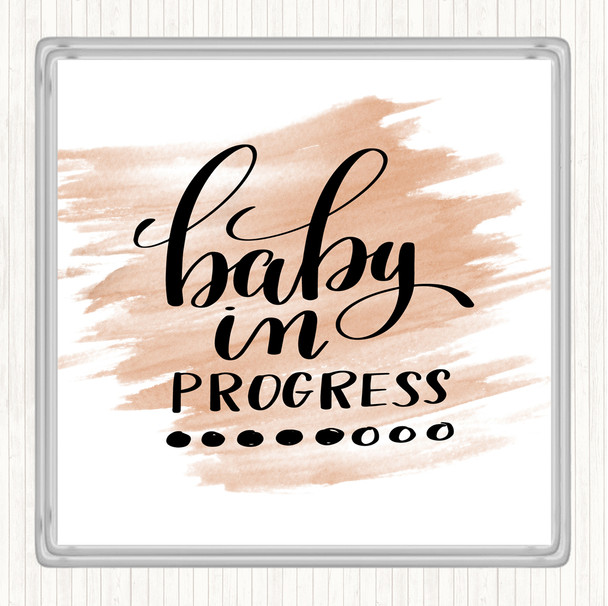 Watercolour Baby In Progress Quote Coaster