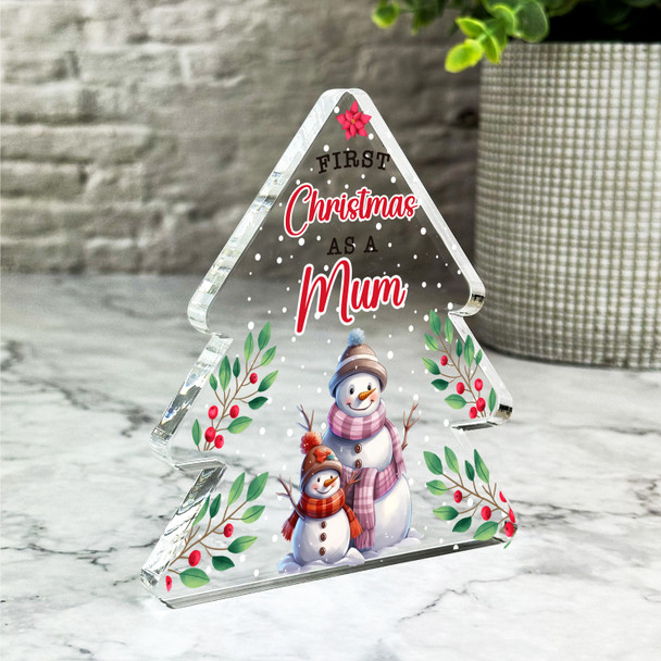 Gift For First Christmas As A Mum Snowman Xmas Tree Keepsake Plaque Decoration