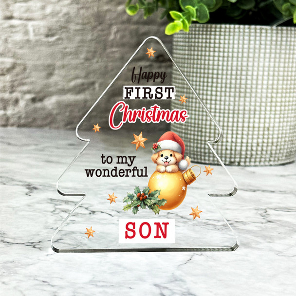 Gift For Son First Christmas Puppy Bauble Xmas Tree Keepsake Plaque Decoration Gift For Son First Christmas Puppy Bauble Xmas Tree Keepsake Plaque Decoration
