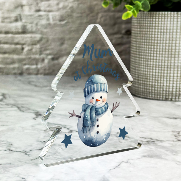 Gift For Mum Christmas Snowman Star Blue Xmas Tree Keepsake Plaque Decoration