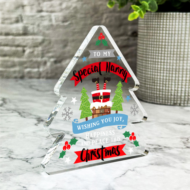 Gift For Nanny Santa Chimney Happiness & Peace Christmas Tree Keepsake Plaque