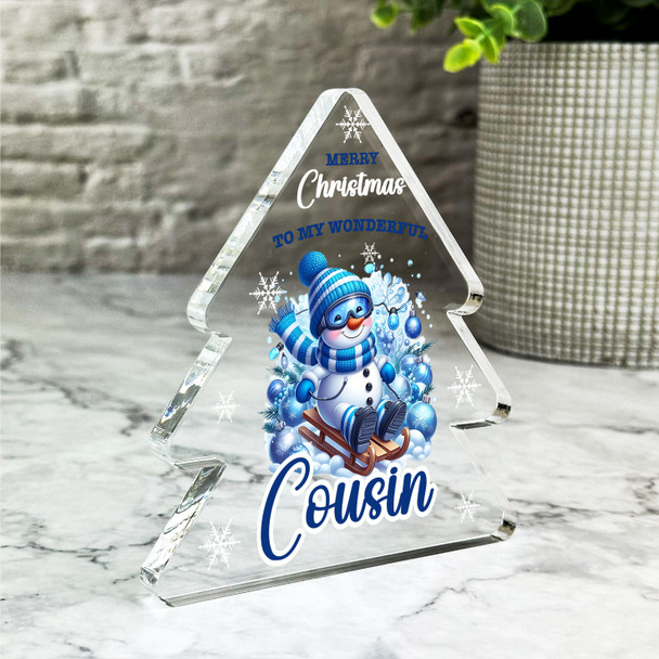Gift For Cousin Christmas Blue Snowman Sledge Xmas Tree Keepsake Plaque Decor Gift For Cousin Christmas Blue Snowman Sledge Xmas Tree Keepsake Plaque Decor
