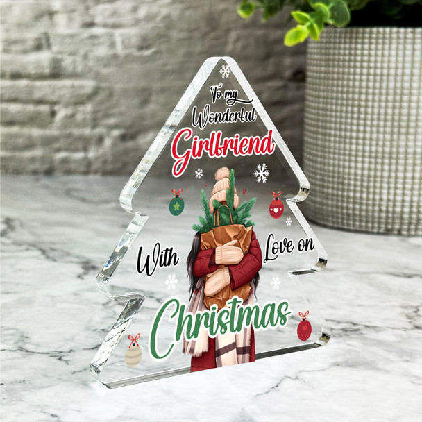 Gift For Girlfriend Christmas Dark Skin Girl Black Hair Tree Keepsake Plaque