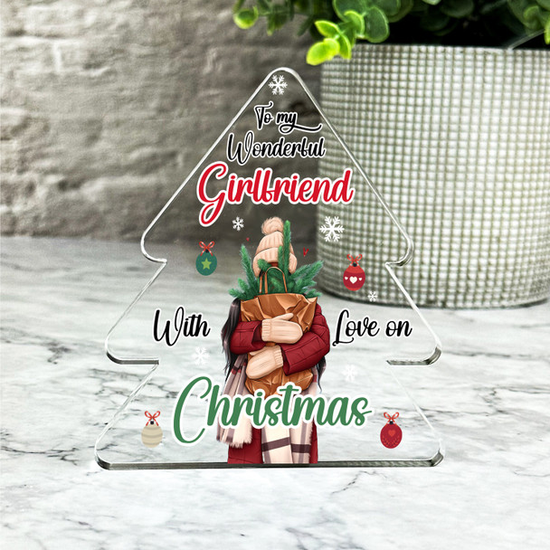 Gift For Girlfriend Christmas Dark Skin Girl Black Hair Tree Keepsake Plaque