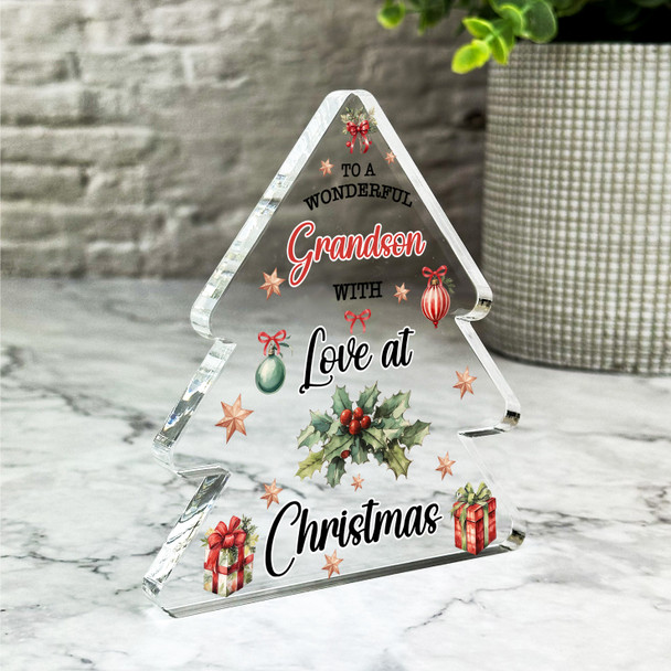 Gift For Grandson Christmas Decoration Xmas Tree Keepsake Plaque Decoration