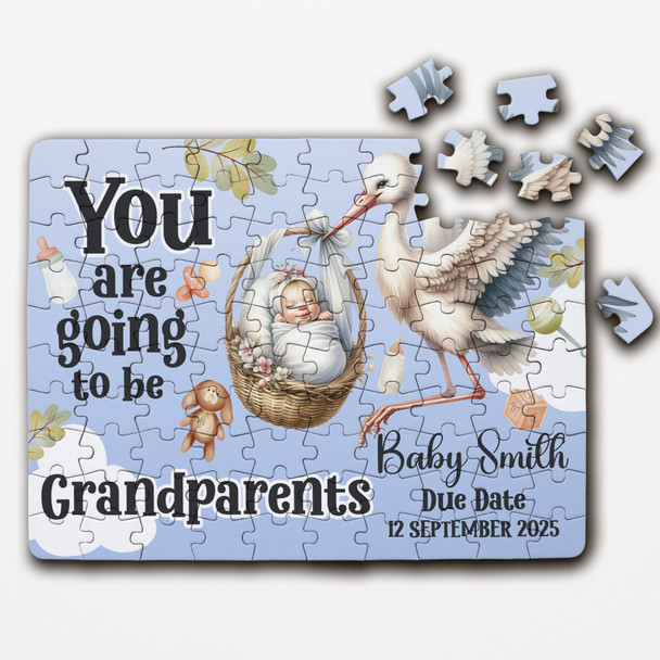 For Grandparents Baby Pregnancy Announcement Gift Stork Custom Jigsaw Puzzle For Grandparents Baby Pregnancy Announcement Gift Stork Custom Jigsaw Puzzle