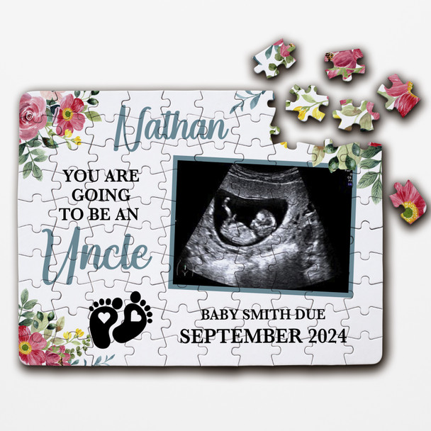For Uncle Pregnancy Announcement Gift Scan Photo Personalised Wood Jigsaw Puzzle