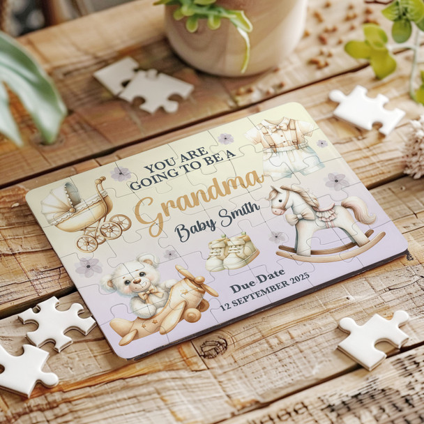 Going To Be A Grandma Baby Pregnancy Announcement Gift Boy Custom Jigsaw Puzzle Going To Be A Grandma Baby Pregnancy Announcement Gift Boy Custom Jigsaw Puzzle