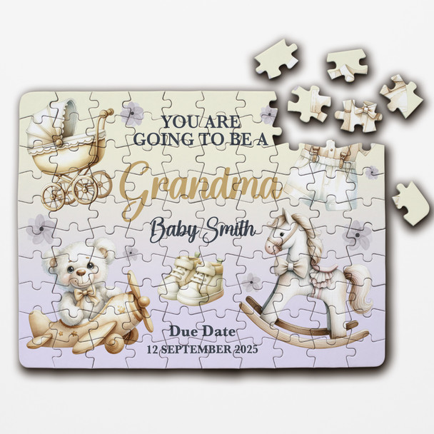 Going To Be A Grandma Baby Pregnancy Announcement Gift Boy Custom Jigsaw Puzzle Going To Be A Grandma Baby Pregnancy Announcement Gift Boy Custom Jigsaw Puzzle