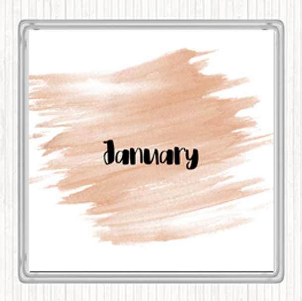 Watercolour January Quote Coaster