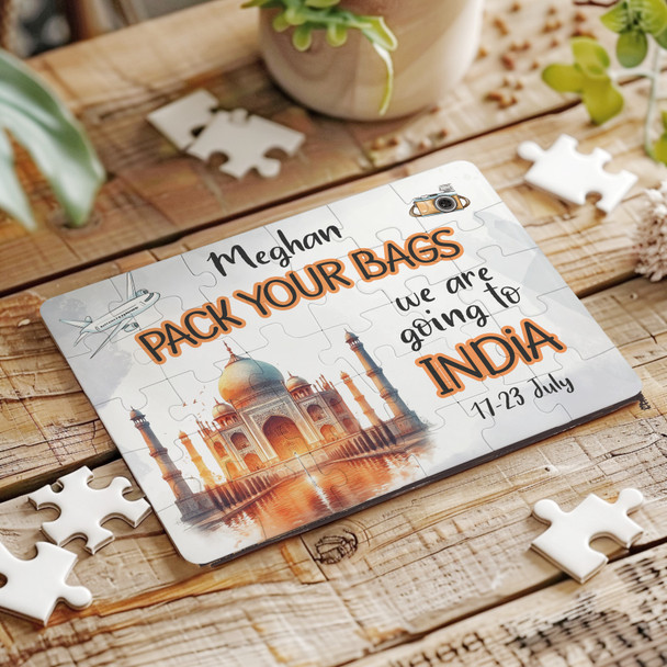 Surprise Holiday Gift Going To India Custom Personalised Wooden Jigsaw Puzzle