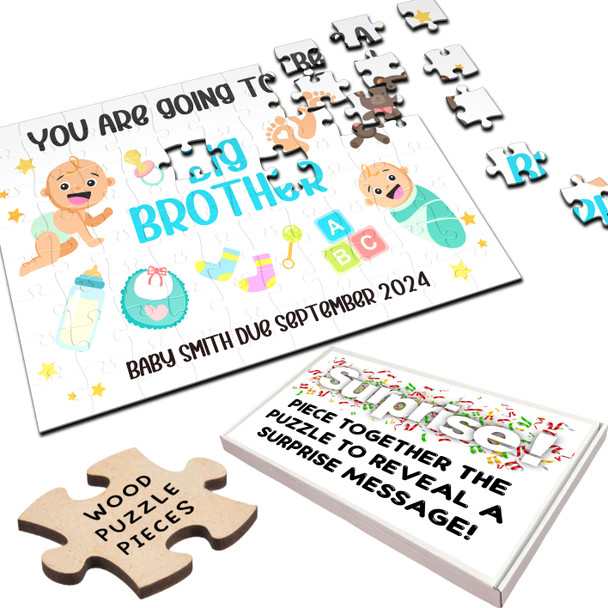 Big Brother Pregnancy Announcement Gift Light Skin Baby Custom Jigsaw Puzzle