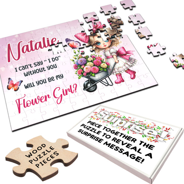 Will You Be My Flower Girl Wedding Gift Pink Personalised Wooden Jigsaw Puzzle Will You Be My Flower Girl Wedding Gift Pink Personalised Wooden Jigsaw Puzzle