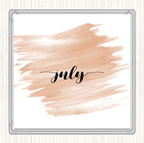 Watercolour July Quote Coaster