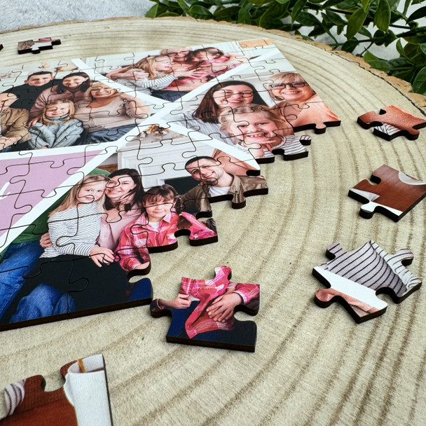 Grey Photo Collage 80th Birthday Gift Him Her Personalised Wooden Jigsaw Puzzle
