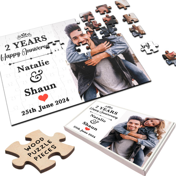 Romantic Any Year Gift Wedding Anniversary Photo Personalised Wood Jigsaw Puzzle