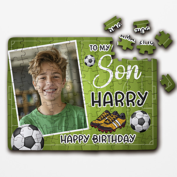 Birthday Gift For Son Photo Football Custom Personalised Wooden Jigsaw Puzzle