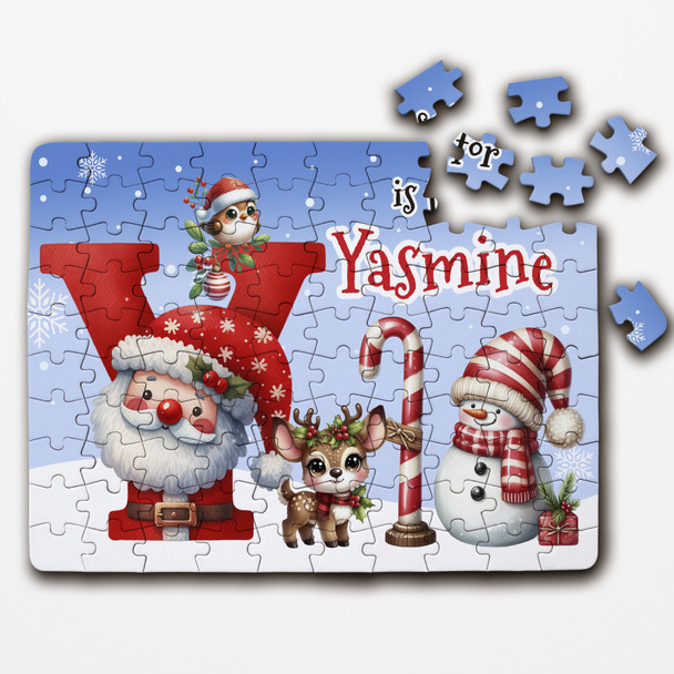 Christmas Gift Kids Santa Alphabet Letter Y Personalised Wood Jigsaw Puzzle