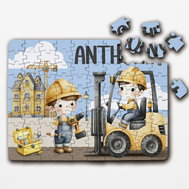 Cute Construction Kids Gift Boys Gift Kids Children Custom Wood Jigsaw Puzzle