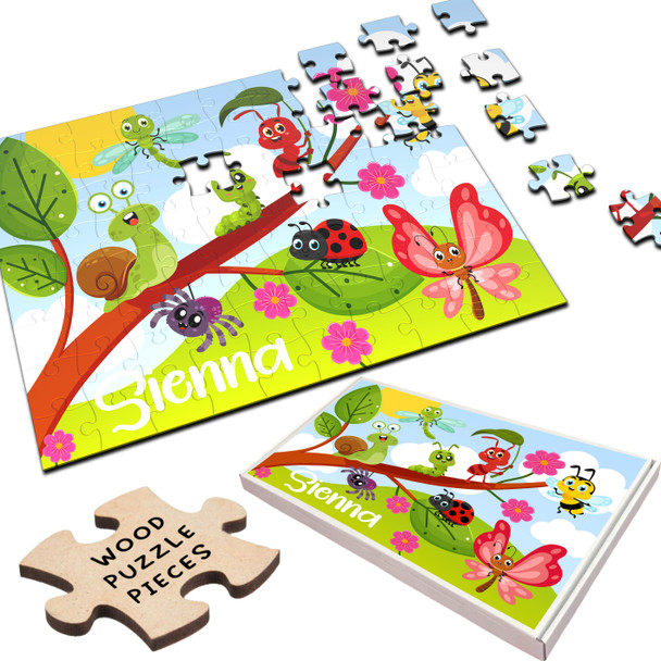 Insects Bugs Children's Kids Gift Custom Personalised Wooden Jigsaw Puzzle