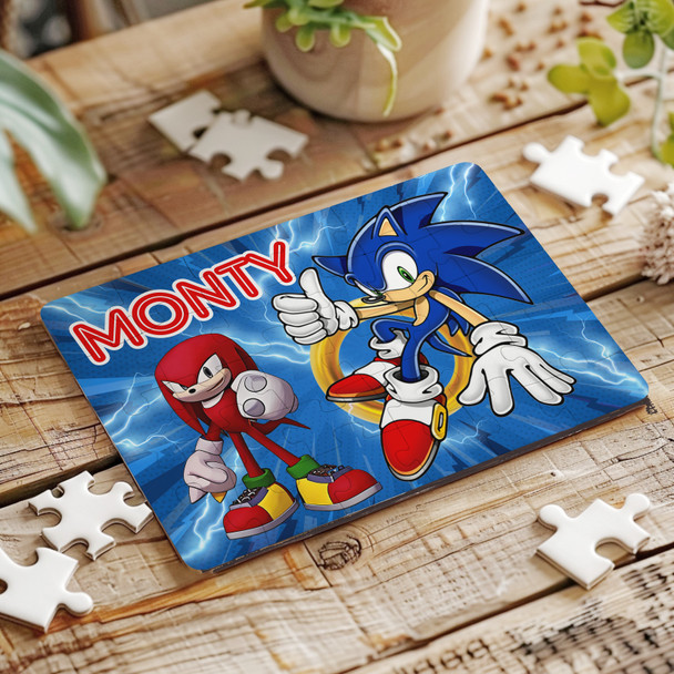 Kids Children's Gift Sonic The Hedgehog Cartoon Personalised Wood Jigsaw Puzzle