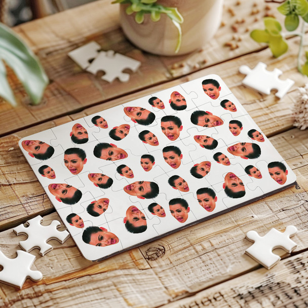 Kim Kardashian Meme Crying Funny Gift White Background Custom Wood Jigsaw Puzzle