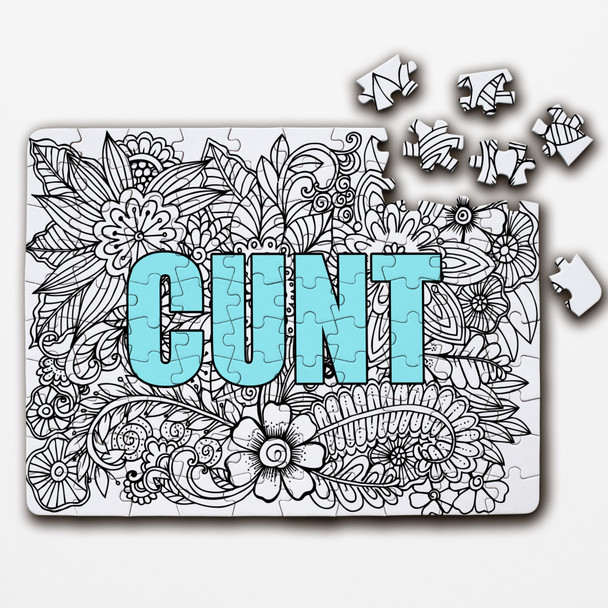 Mandala Cunt Jigsaw Blue Rude Funny Gift Personalised Wooden Jigsaw Puzzle