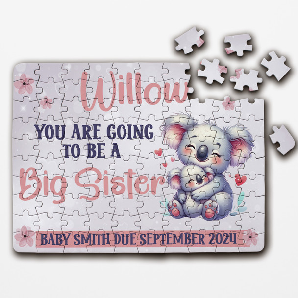For Big Sister Pregnancy Baby Announcement Gift Koala Custom Wood Jigsaw Puzzle