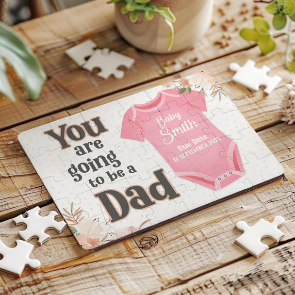 For Dad Pregnancy Announcement Gift Body Suit Personalised Wooden Jigsaw Puzzle