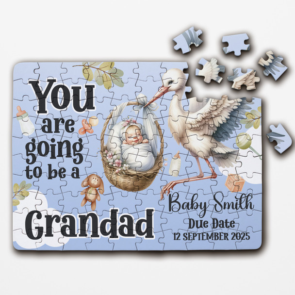 For Grandad Baby Pregnancy Announcement Gift Stork Custom Wood Jigsaw Puzzle For Grandad Baby Pregnancy Announcement Gift Stork Custom Wood Jigsaw Puzzle