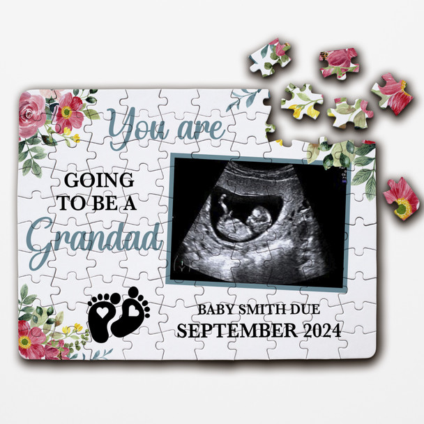 For Grandad Pregnancy Announcement Gift Scan Photo Custom Wood Jigsaw Puzzle