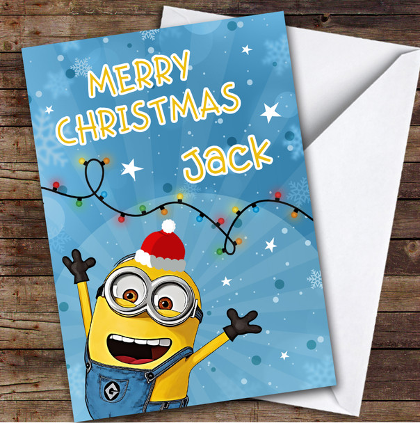 Minions Party Hat Custom Kids Personalised Christmas Card